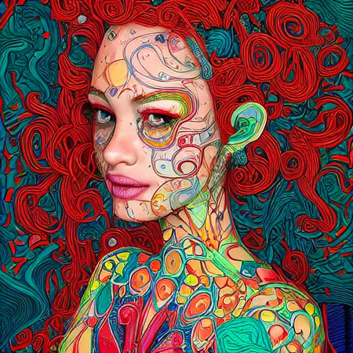 Image similar to the portrait of a beautiful and elegant young woman made up of peppers, an ultrafine detailed illustration by james jean, intricate linework, bright colors, final fantasy, behance contest winner, vanitas, angular, altermodern, unreal engine 5 highly rendered, global illumination, radiant light, detailed and intricate environment