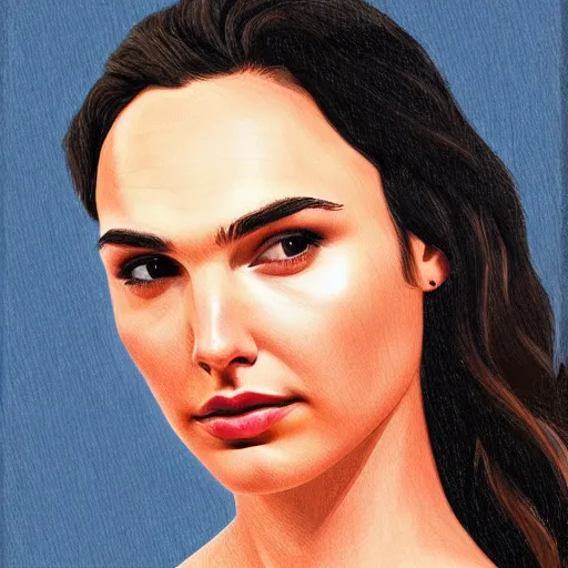 Image similar to portrait of Gal Gadot, in the style of the Hudson River School