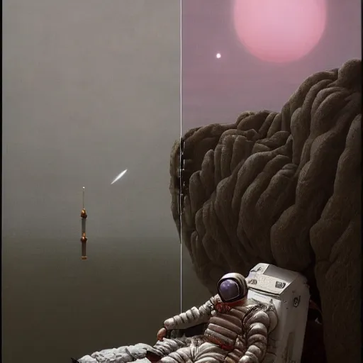 Prompt: hyperrealistic surrealism, David Friedrich, Kenne Gregoire, award winning masterpiece with incredible details, Zhang Kechun, a surreal vaporwave vaporwave vaporwave vaporwave vaporwave painting of an astronaut lost in a liminal space, highly detailed, trending on ArtStation