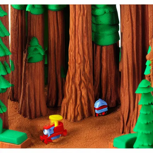 Image similar to fisher price redwood forest, california scene from tv show hyper detailed 5 5 mm 8 5 mm