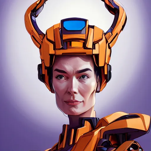 Prompt: a portrait of a stunning beautiful elite lena headey gundam pilot, with an intricate, detailed, urban inspired hiphop afro futuristic helmet, vector behance hd jesper ejsing, rhads, makoto shinkai, lois van baarle, ilya kuvshinov, rossdraws, hd, 3 2 k, ilya kuvshinov, gustav klimt