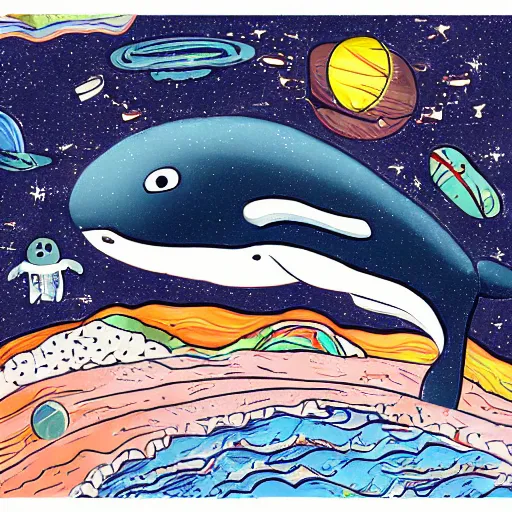 Prompt: happiness in the belly of the space whale