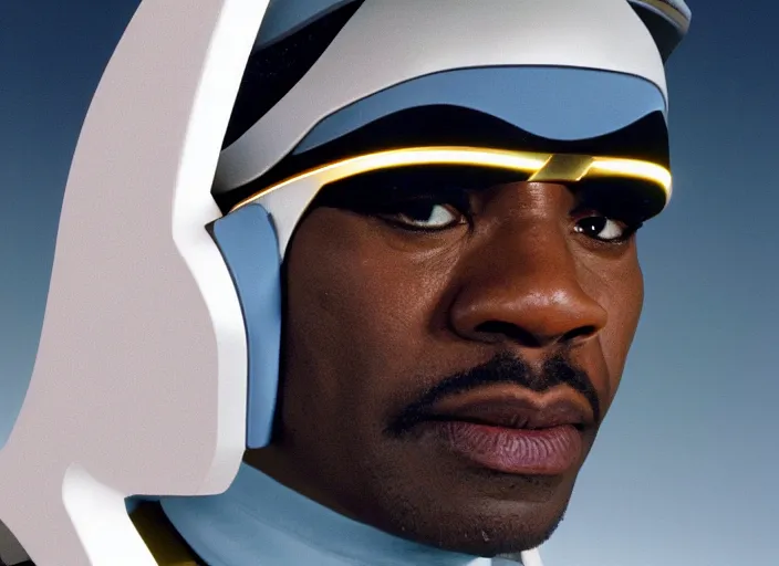 Image similar to Star Trek a hyper realistic ultra realistic photograph of Commander Geordi La Forge wearing his visor, highly detailed, 8k photograph