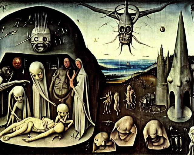 Image similar to the miracle of life by H.R.Giger, hieronymus bosch H 768