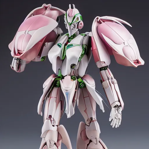 Image similar to futuristic nymphaea themed mecha waterlily upper body, sepals forming helmet, highly detailed, nymphaea, 8 k hd resolution, barbatos custom gundam with floral inlay, bandai box art, star wars, makoto kobayashi, frank gehry, raymond swanland