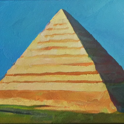 Prompt: oil painting of a pyramid on sunny day