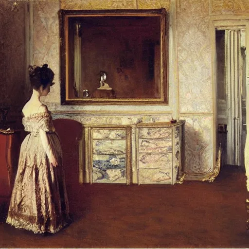 Image similar to dressing room by alfred stevens