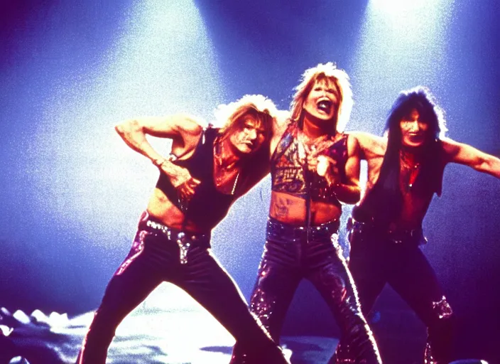 Image similar to publicity photo still of patrick swayze in motley crue live on stage, 8 k, live concert lighting, mid shot