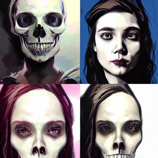 Image similar to portrait skull girl by petros afshar, hyper real, laurie greasley, jc leyendecker and singer sargent