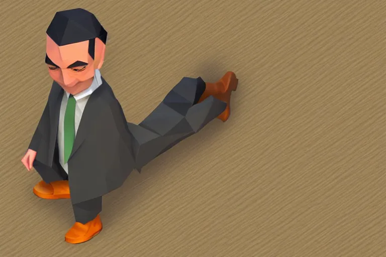 Prompt: mr bean, isometric, low poly