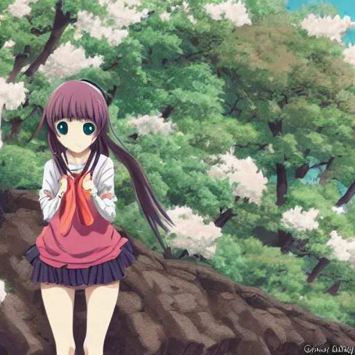 Prompt: Anime, girl, cute, Nature, Japan, hyper-detailed, outdoors, 8k,