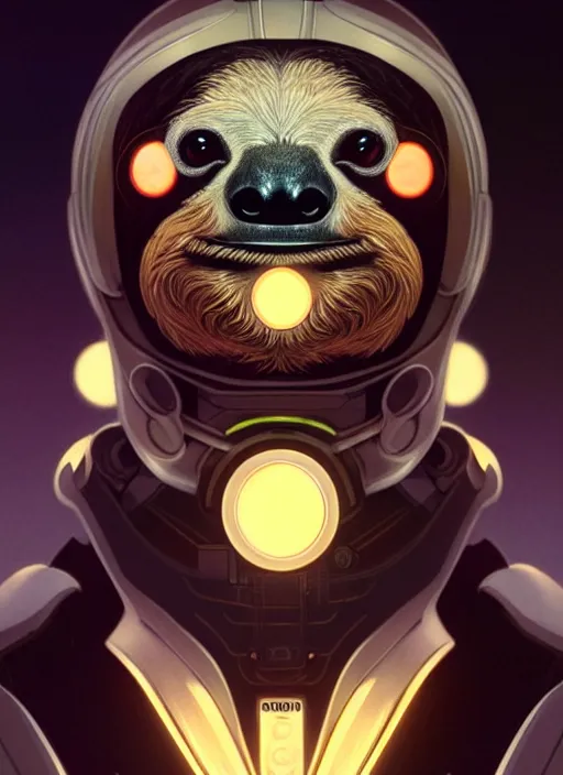 Prompt: symmetry!! portrait of a sloth, sci - fi, tech wear, glowing lights!! intricate, elegant, highly detailed, digital painting, artstation, concept art, smooth, sharp focus, illustration, art by artgerm and greg rutkowski and alphonse mucha