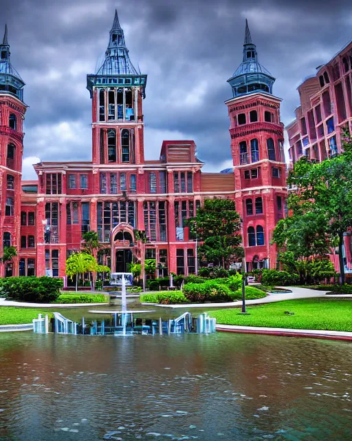 Prompt: university of tampa, cyberpunk