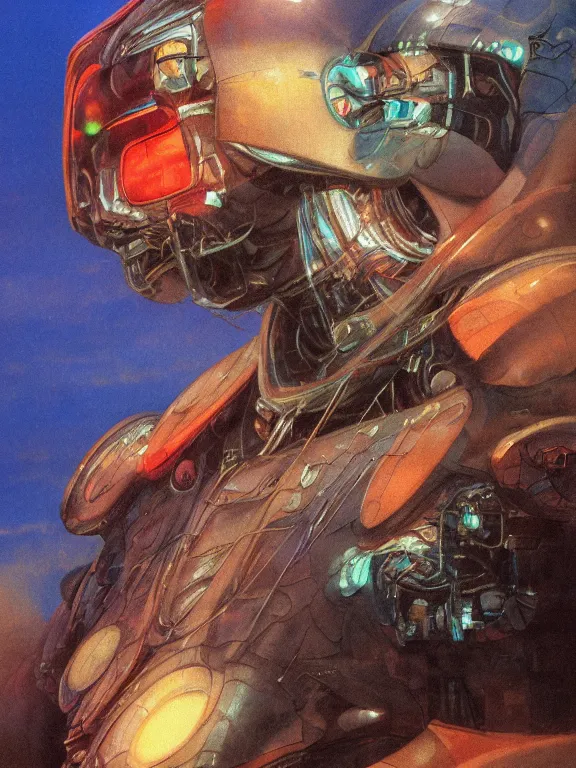 Image similar to closeup portrait of a transparent cyborg ( hamster ), crushed ship, cinematic light, backlight glow, red sky blue, mist, by mikhail vrubel, by philippe druillet, by peter elson, by gerald brom, muted colors, extreme detail, trending on artstation, 8 k