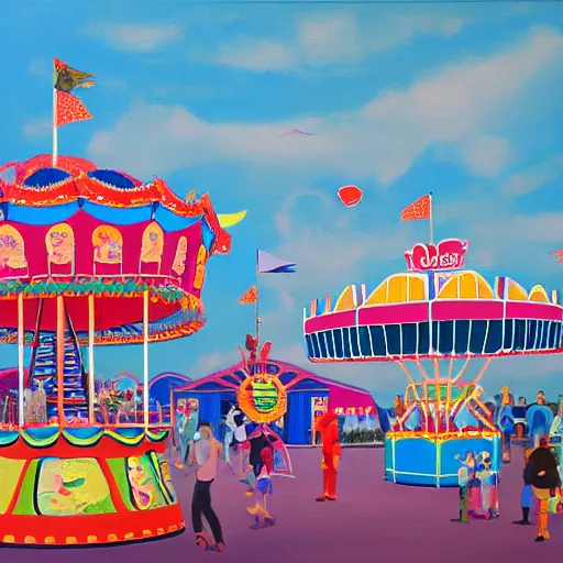 Image similar to painting of a funfair, by rik oostenbroek, james jean, amy sol