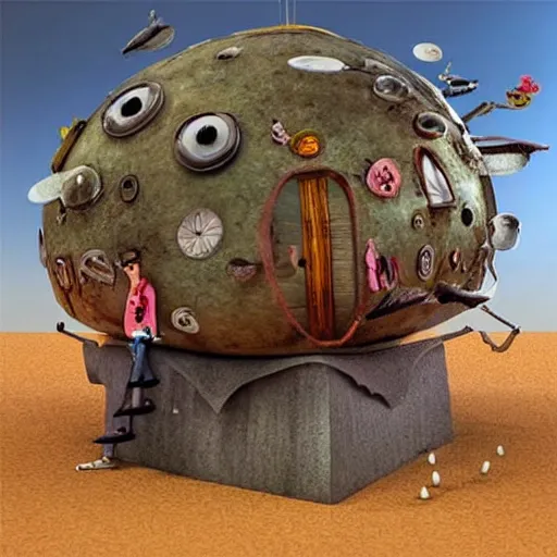 Image similar to surreal 3 d artwork of seemingly familiar objects and environments by tim burton