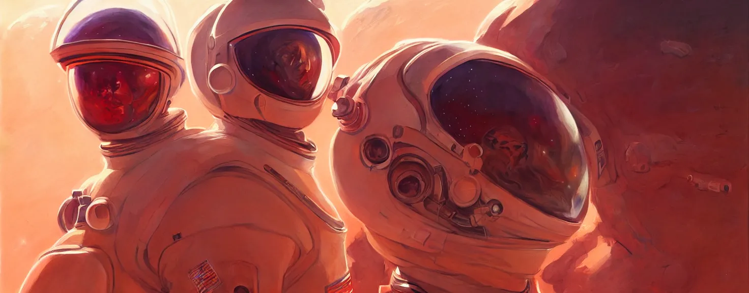 Image similar to Spaceman man on Mars futuristic portrait, highly detailed, digital painting, artstation, concept art, smooth, sharp focus, illustration, art by artgerm and greg rutkowski and alphonse mucha