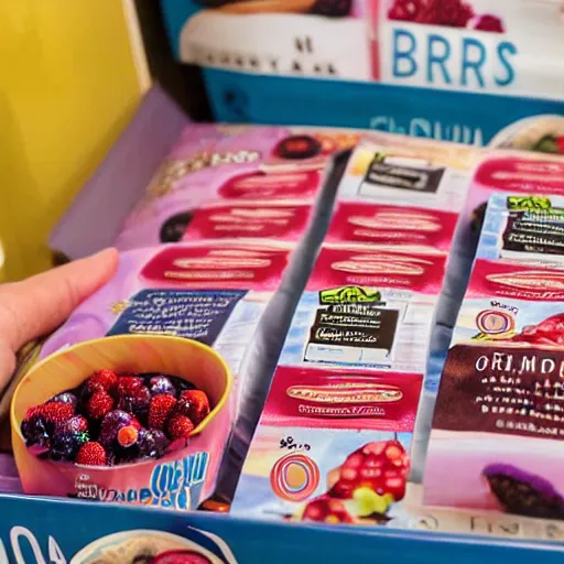 Image similar to a box of oops! all berries cereal on a grocery store shelf