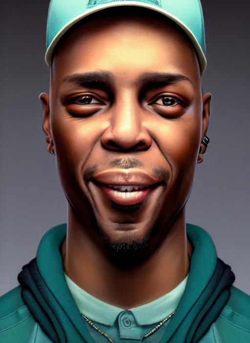 Prompt: a 3 d rendered portrait of an 9 0's era hiphop artist by artist hadi karimi, wlop, artgerm, greg rutkowski, dopey smile expression, dramatic lowkey studio lighting, accurate skin textures, octane renderer, hyperrealism, zbrush, cgsociety, aesthetically pleasing and harmonious vintage colors
