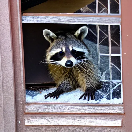 Image similar to Raccoon lounging in a doorway on an icy day in Georgia