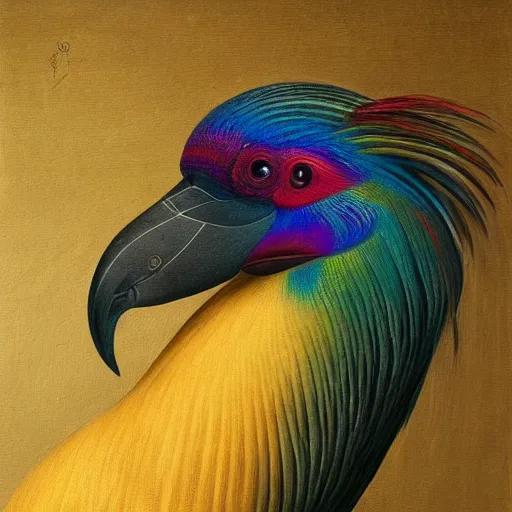 Image similar to a nicobar pigeon, timeless masterpiece, award - winning painting, intricate oil details, spectacular quality, trending on artstation, golden ratio, 8 k