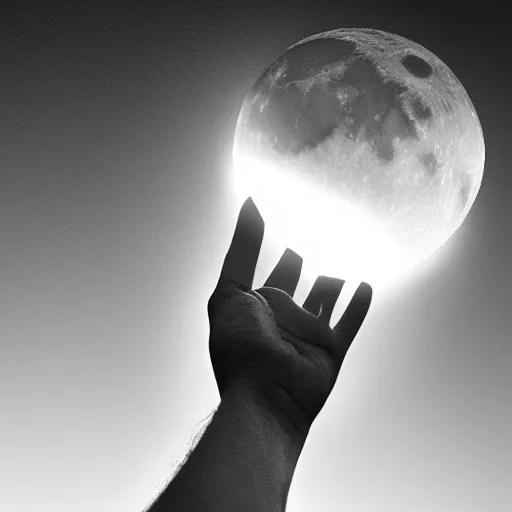 Image similar to a man holding the sun in one hand and the moon in the other, photorealism.