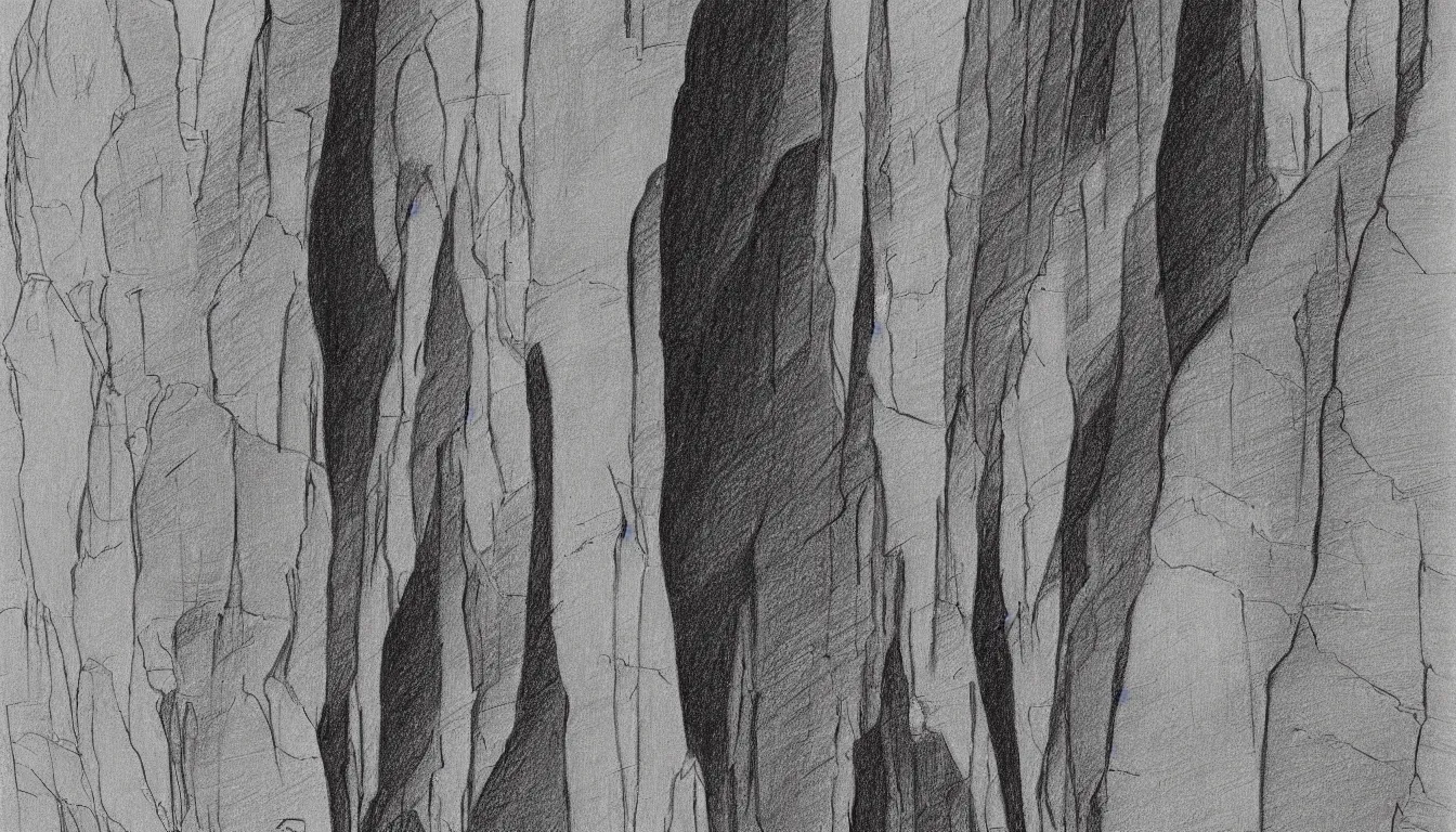 Image similar to Slot canyon drawing by Moebius, minimalist, detailed, black and white drawing