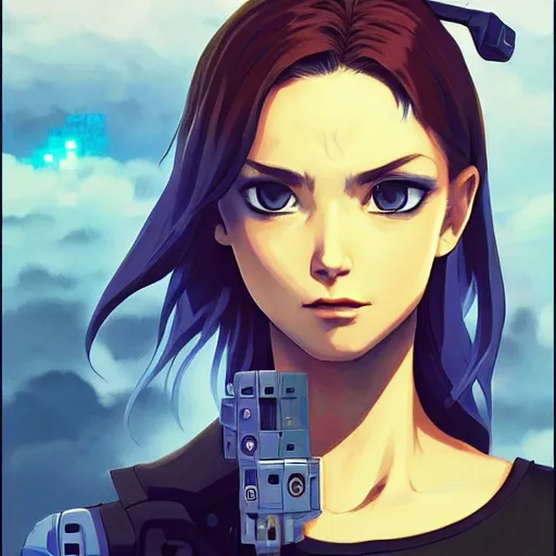 Prompt: A pixel art of a cyberpunk cyborg girl with big and cute eyes, fine-face, realistic shaded perfect face, fine details. Very anime style. Realistic shaded lighting poster by Ilya Kuvshinov katsuhiro, magali villeneuve, artgerm, Jeremy Lipkin and Michael Garmash, Rob Rey and Kentarõ Miura style, trending on art station