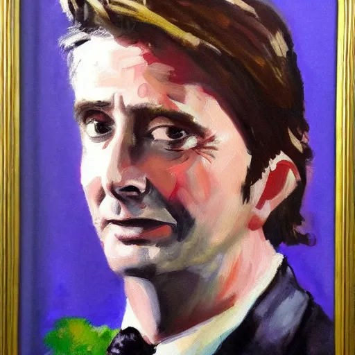 Image similar to painting of potus david tennant, modern, impressionist, portrait