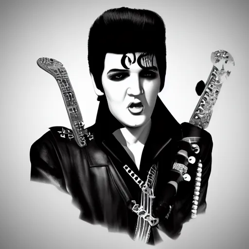 Prompt: Elvis Presley as a Gothboy, trending on artstation