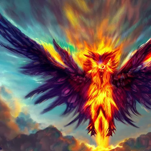 Image similar to A wide shot of griffin in the sky, colorful eyes, glowing eyes, fire, frost, angry, demonic, detailed, fine lines, realism, hyper-realistic, 8k, hd,