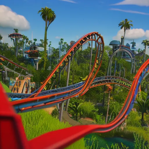 Image similar to a screenshot from the sequel to the video game Planet Coaster, 4K