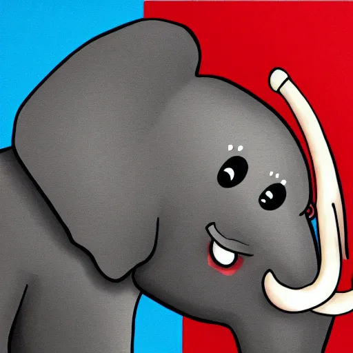 Prompt: smiling elephant is business suit, childrens book illustration