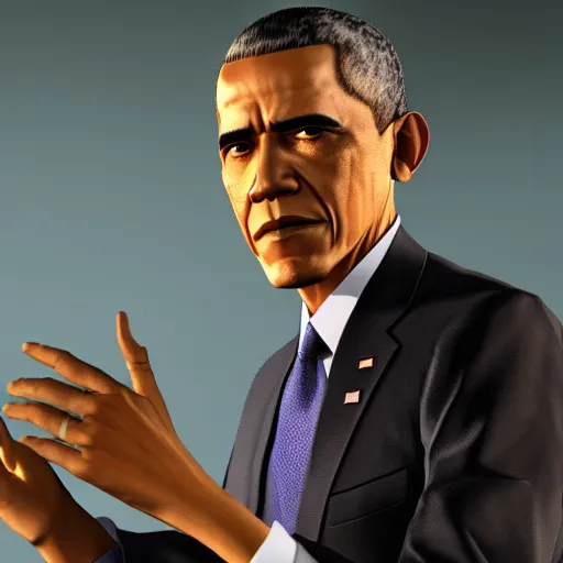 Image similar to a videogame still of Obama in Tekken 7, 40mm lens, shallow depth of field, split lighting