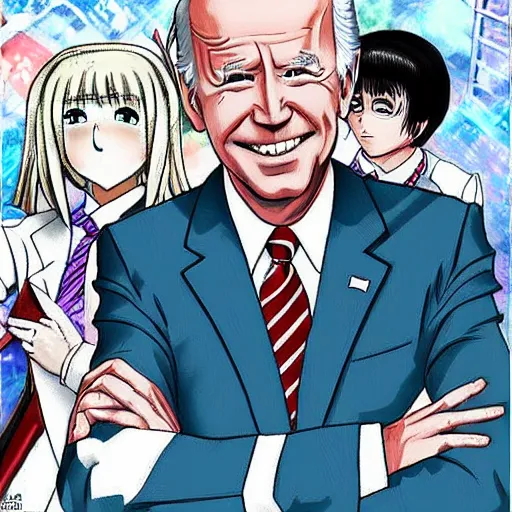 Image similar to joe biden as anime girl anime style, high detail, anatomically correct,