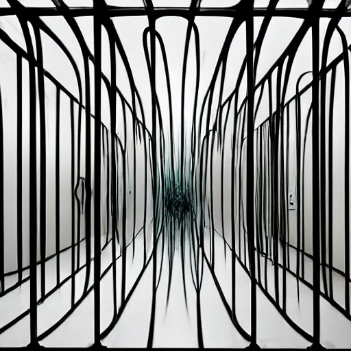 Prompt: x - ray architectural section installation, art exhibition infected by night, biennale, lush abstract graphic shapes. victor horta, chihuly infected by night, extremely emotional abstract surrealist architecture. highly detailed. elegant minimalism. highly detailed. sharp focus. very lifelike organic forms, beautiful melancholic space shapes, geometric tranquility