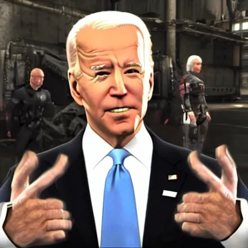 Prompt: Joe Biden in Metal Gear Rising: Revengeance