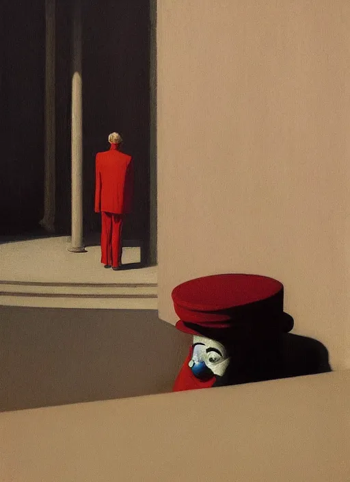 Image similar to clown at a funeral by Edward Hopper and James Gilleard, Zdzislaw Beksinski highly detailed