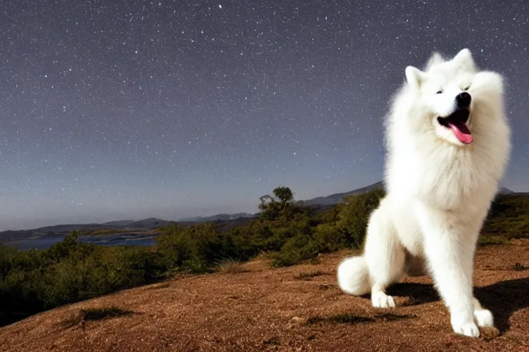 Image similar to a Samoyed Howling at the Universe