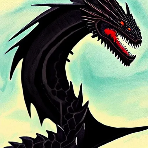 Prompt: “a painting of Drogon the black dragon from game of thrones”