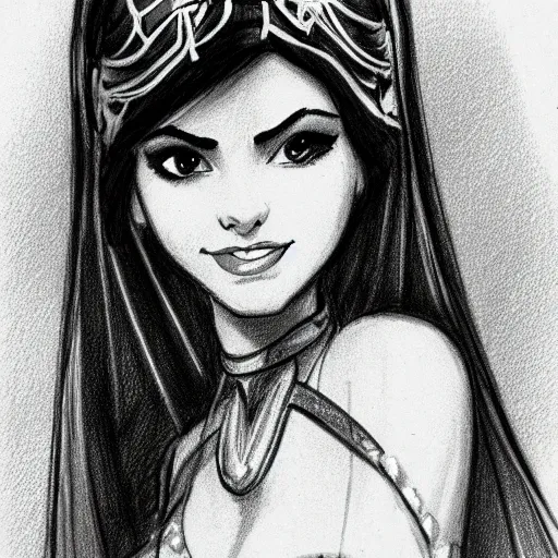 Image similar to milt kahl sketch of victoria justice as princess padme from star wars episode 3