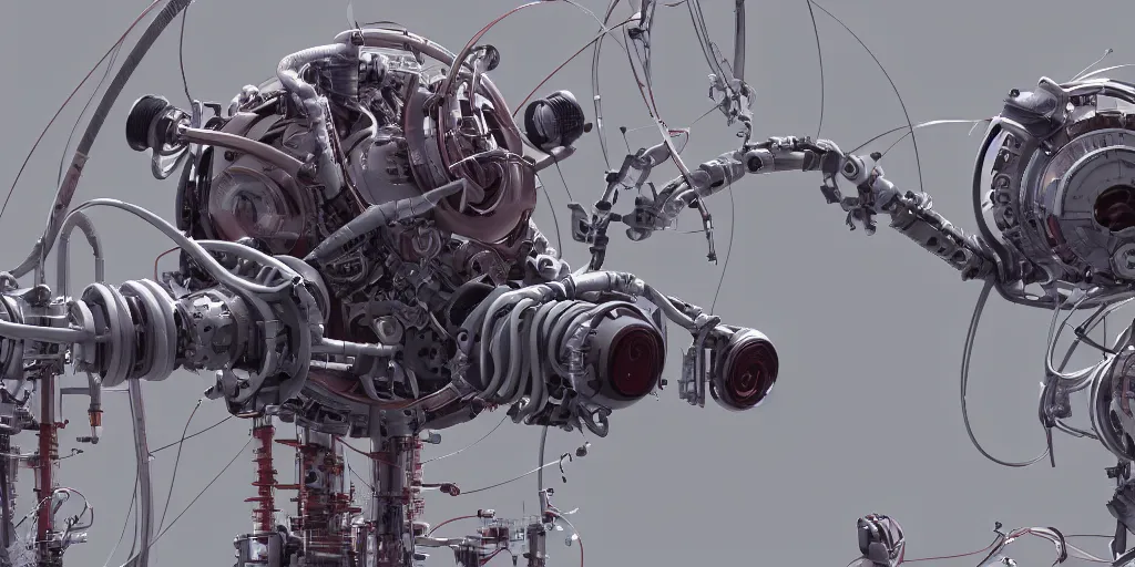 Image similar to detailed macro view of an xray machine, hyper detailed parts, lots of wires, designed by Goro Fujita and Simon Stalenhag, 8k, trending on Artstation, cinematic