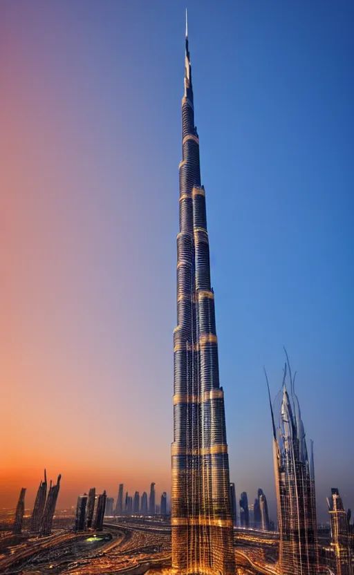 an amazing beautiful photo of the burj khalifa with a | Stable ...