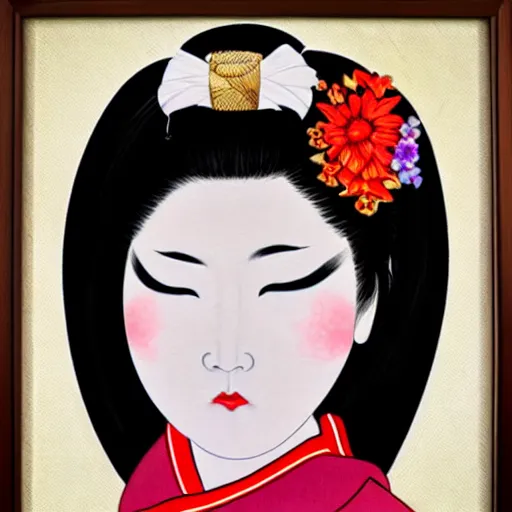 Image similar to crossed eyed geisha portrait