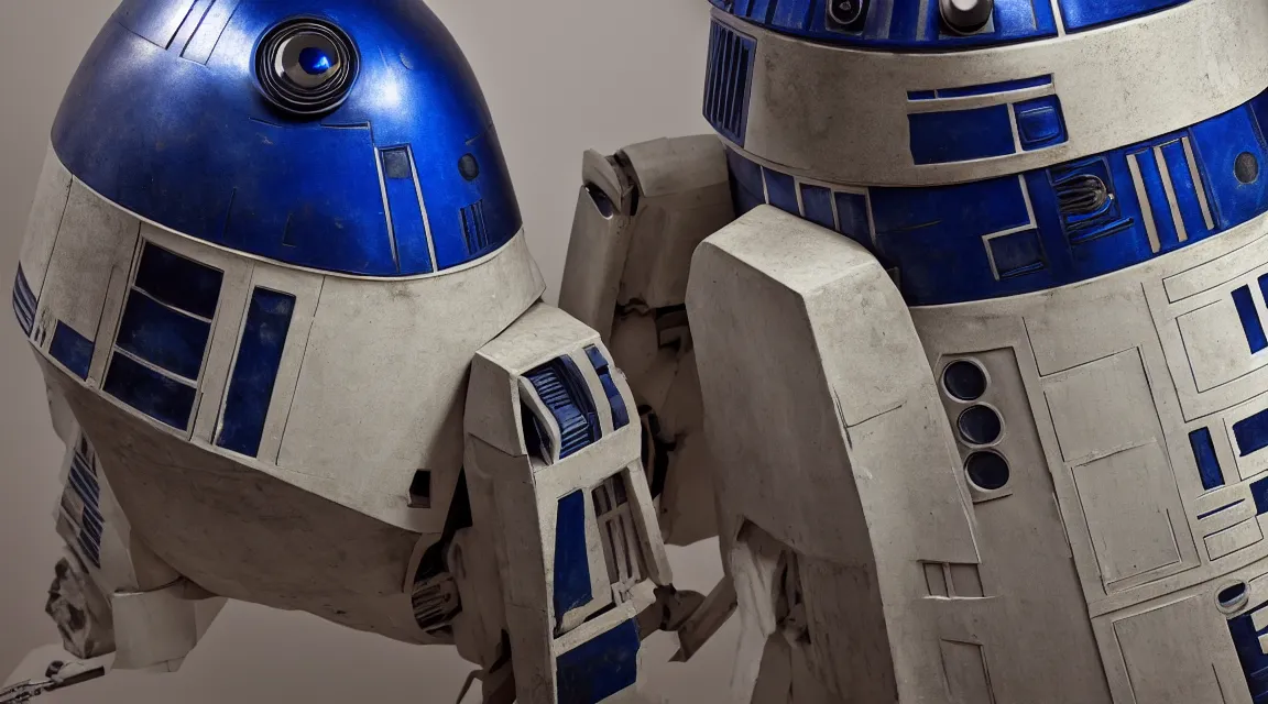 Image similar to a portrait r2d2, photo studio, studio lights