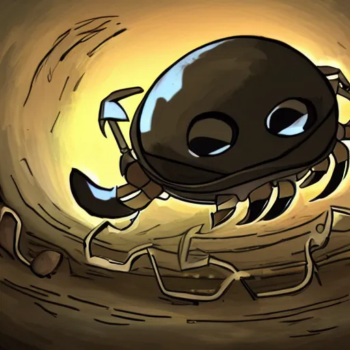 Image similar to a crab drawn as a Hollow Knight boss