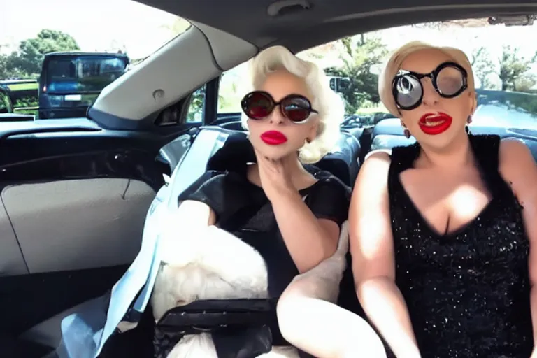 Image similar to lady gaga and judy garland carpool karaoke