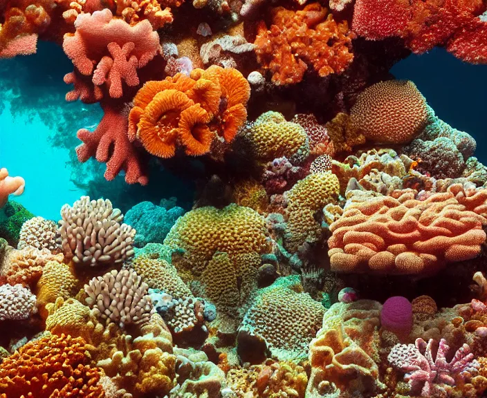 Image similar to 4 k hd, high detail photograph of great barrier reef, full colour, shot with sigma f / 4. 2, 2 5 0 mm sharp lens, wide shot, volumetric lighting, high level texture render, unreal engine