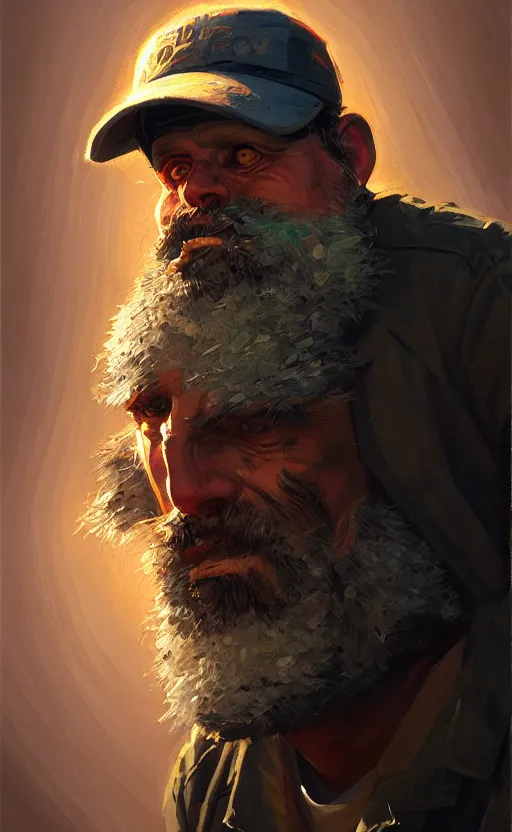 Prompt: hobocop from the disco elysium, concept art by aleksander rostov, oil painting, large strokes, artstation trending, symmetry, awesome exposition, very detailed, highly accurate, intricate, professional lighting diffracted lightrays, 8 k, sense of awe, gamers magazine cover