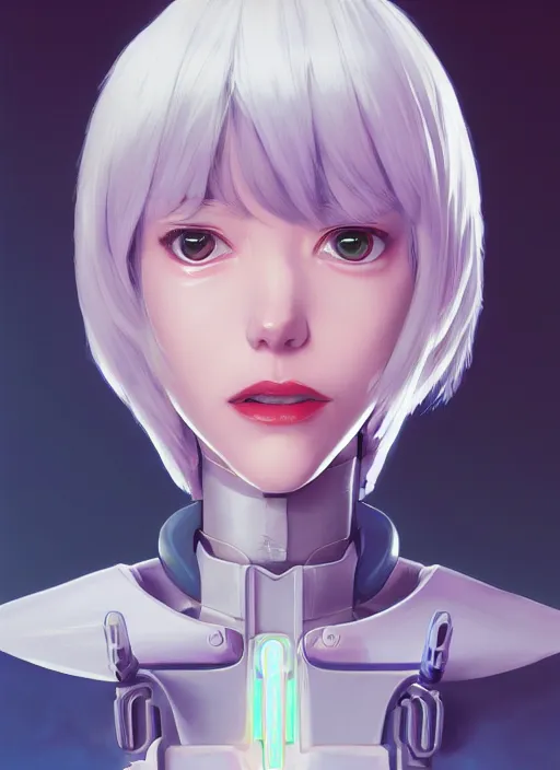 Image similar to highly detailed portrait of rei ayanami from neon evangelion, stephen bliss, unreal engine, loish, rhads, makoto shinkai and lois van baarle, ilya kuvshinov, rossdraws, tom bagshaw, global illumination, radiant light, detailed and intricate environment